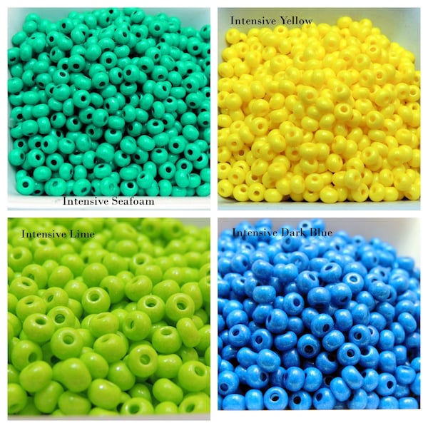 SALE Intensive Terra Intensive solid color size 6 seed beads Choice of Seafoam, Yellow, Lime, or Dark Blue