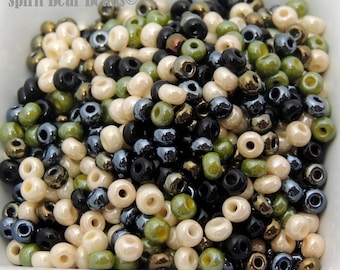 Tuscany Olivine Luster, Czech Glass, seed bead mix, size 6, Tuscany, Italy, Mediterranean, Wine, Vinyards