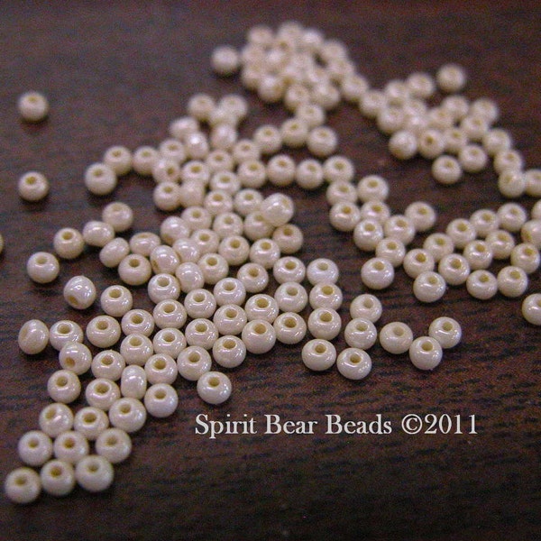 Pearl Eggshell Opaque Czech Seed Beads size 11/0 lot of 20 grams