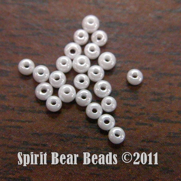 White Opaque Luster Czech Seed Beads size 11/0 lot of 20 grams