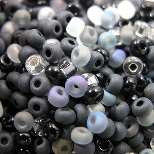 Starry Starry Night black and white Size 6 Seed Beads 50 grams size 6/0 4mm  Colors Crafts Jewelry