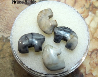 Picasso Marble Tiny Zuni Bear Beads you get Four in a Gem Jar