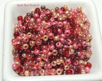 Cranberry Celebration, Christmas Mix, Czech Glass, seed bead Mix, size 6/0, 50 Grams, pink, red, gold