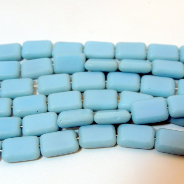 Turquoise blue Rectangle, Chicklet bead, 12 x 8mm, Czech glass beads, 25 beads per strand, Personal Collection Destash