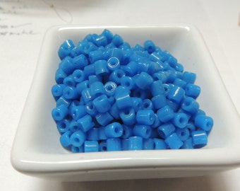 5mm Vintage Czech Glass  Blue Tube or Tile  beads 25 grams