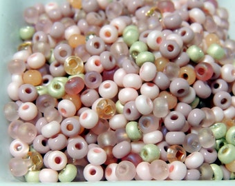 Victoran Rose Mix 6/0 CZECH GLASS Seed Beads pink and silver 50g  4mm