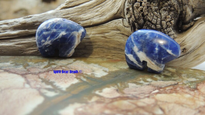 Blue Zuni Bears DARK Blue Sodalite Gemstone for Earrings and Accent 1 pair image 2