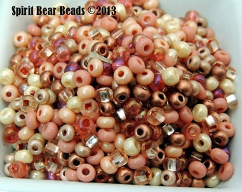 Painted Desert Southwestern Red Rock Sandstone peach pink rose size 6 seed beads