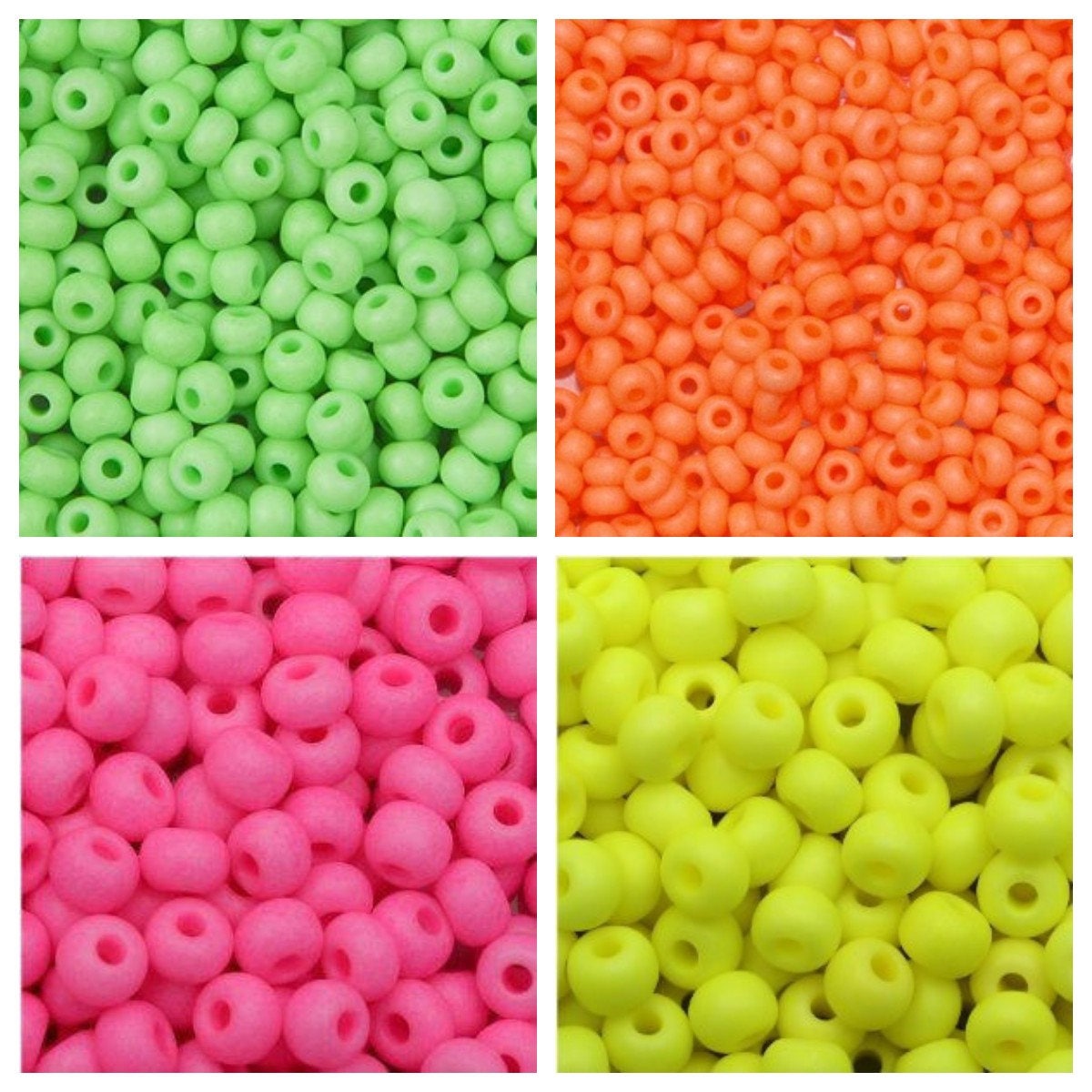 Neon Beads Choice Pink Yellow Orange or Green Czech Glass Beads 25g s…