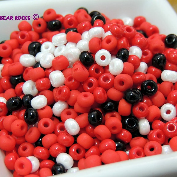 Hog Wild, U of A, Razorbacks, Red  Czech Glass seed bead mix size 6