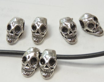 Medium Mini metal Skull beads Dia De Muertos metal Halloween Goth