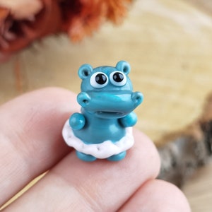 Tiny glass animals Hippo gifts miniature Hippo figurine glass Hippo   tiny Hippo decor Hippo ornaments Glass figurines House hippo Ballerina