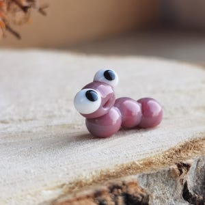 Tiny glass animals miniature worm figurine glass worm  tiny caterpillar worm ornament Aquarium decoration Terrarium figure Glass figurines