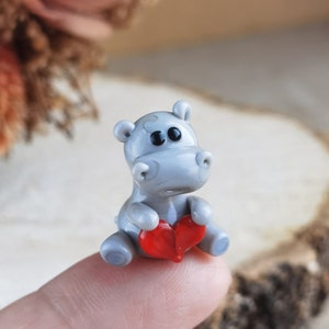 Tiny glass animals Hippo gifts miniature Hippo figurine glass Hippo tiny Hippo decor Hippo ornaments Glass figurines House hippo figure
