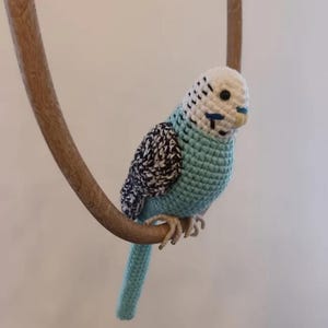 Crochet Blue Budgerigar Parrot Plush toy Parakeet stuffed animal Gift for parrot lovers Memory sculpture of pet
