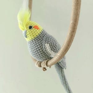 Crochet Gray Cockatiel Parrot Plush toy Parakeet stuffed animal Gift for parrot lovers Memory sculpture of pet
