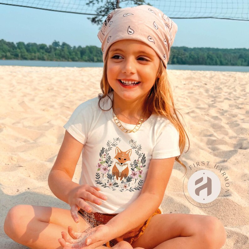 Adorable Cozy Cute Fox Cottagecore T-Shirt for Kids Forest-Themed Baby Fox Tee Woodland Wildlife Graphic Kids Shirt in Vintage Style image 4