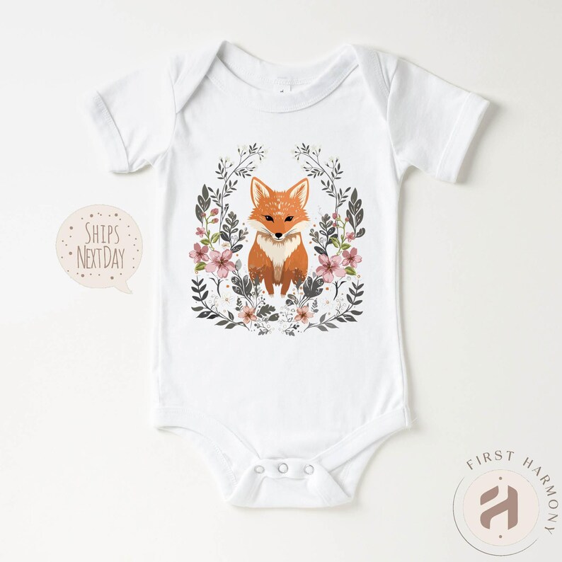 Adorable Cozy Cute Fox Cottagecore T-Shirt for Kids Forest-Themed Baby Fox Tee Woodland Wildlife Graphic Kids Shirt in Vintage Style image 2