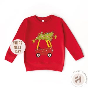 Red Car Christmas Tree Kids Shirt - Holiday Onesie®