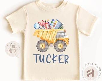 Custom Name Dump Truck T-Shirt: Back to School Tee