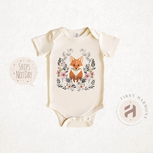 Adorable Cozy Cute Fox Cottagecore T-Shirt for Kids Forest-Themed Baby Fox Tee Woodland Wildlife Graphic Kids Shirt in Vintage Style image 5