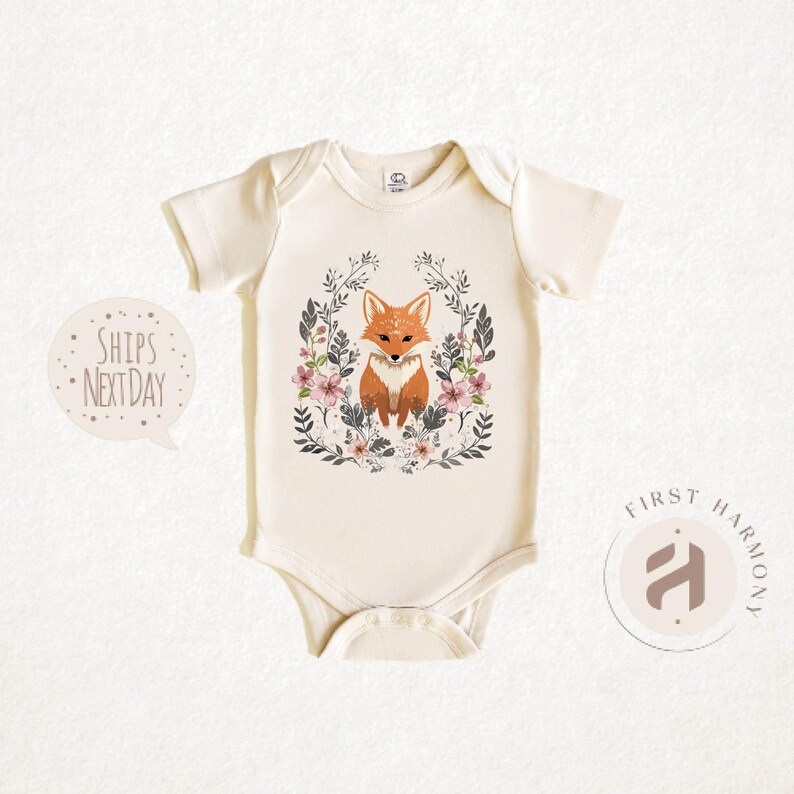 Adorable Cozy Cute Fox Cottagecore T-Shirt for Kids Forest-Themed Baby Fox Tee Woodland Wildlife Graphic Kids Shirt in Vintage Style image 5