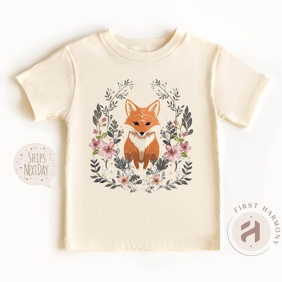Adorable Cozy Cute Fox Cottagecore T-Shirt for Kids Forest-Themed Baby Fox Tee Woodland Wildlife Graphic Kids Shirt in Vintage Style