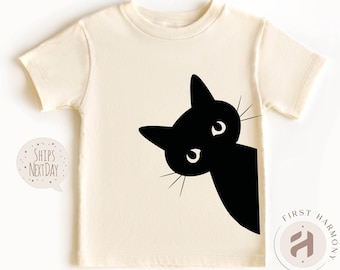 Black Cat Peek-a-Boo Kids T-Shirt: Cat Lover Gift