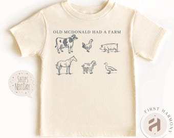 Old McDonald Farm Toddler T-Shirt: Retro Farm Animals Graphic Tee