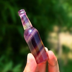3.3 Natural Rainbow Fluorite Bottle,Hand Carved,Reiki Healing,Crystal Carving,Rainbow Fluorite,Crystal Decor,Bottle Statue,Crystal Gift