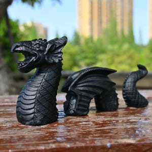 6 Inches Natural Obsidian Western Dragon,Hand Carved,Reiki Healing,Crystal Carving,Dragon Skull,Crystal Decor,Dragon Statue,Crystal Gift