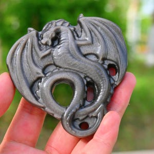 2.6 Inches Natural Silver Obsidian Carved Dragon,Crystal healing,Crystal gift,Carved crystal,Obsidian skull,Dragon decor,Dragon Ornament