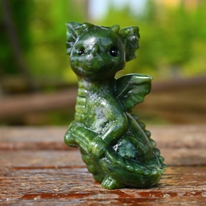 3.2 Inches Natural Jade Dragon,Hand Carved,Reiki Healing,Crystal Carving,Dragon Skull,Crystal Decor,Crystal Gift,Dragon Ornament,Jade Gift