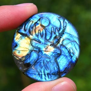 1.4" Natural Labradorite Deer,Hand Carved,Reiki Healing,Crystal Skull,Crystal Gift,Labradorite Statue,Deer Carved,Crystal Ornament