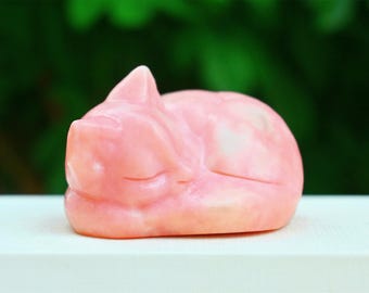 2.6 Inches Natural Pink Opal Carved Cat,Crystal healing,Crystal gift,Carved crystal,Crystal Cat,Cat skull,Cat decor