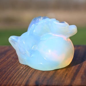 2&quot; Opalite Angel Cat,Quartz Cat,Opalite Skull,Hand Carved,Crystal Cat,Cat Skull,Crystal Ornament,Quartz Angel,Home Decor,Crystal Healing