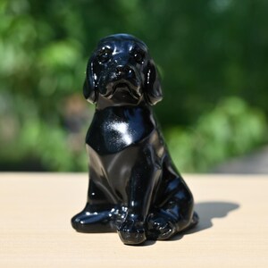 2.2 Inches Natural Obsidian Dog Carved,Reiki Healing,Dog Skull,Quartz Dog,Crystal Skull,Obsidian Ornament,Dog Statue,Dog Decor,Home Decor
