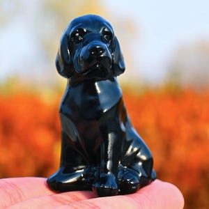 2.2 Inches Natural Obsidian Dog Carved,Reiki Healing,Dog Skull,Quartz Dog,Crystal Skull,Obsidian Ornament,Dog Statue,Dog Decor,Home Decor