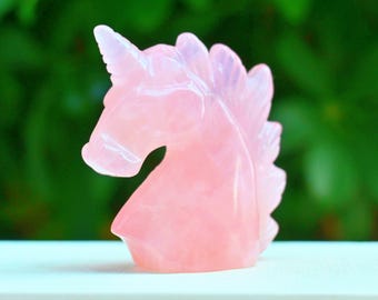 2 Inches Natural Rose Quartz Carved Unicorn,Crystal healing,Crystal gift,Carved crystal,Crystal unicorn,Unicorn skull,Unicorn decor