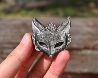 1.5 Inches Natural Silver Obsidian Fox Mask,Crystal Fox,Crystal Skull,Crystal Gift,Home Decor,Crystal Healing,obsidian Statue,Fox ornament