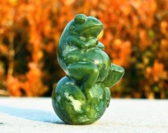 2.8 Inches Natural Green Jade Frog,Reiki Healing,Frog Skull,Quartz Frog,Crystal Frog,Crystal Skull,Frog Ornament,Frog Statue,Home Decor