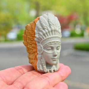 2.4 Inches Alashan Agate Carved Indian Skull,Crystal healing,Crystal gift,Carved crystal,Quartz skull,Crystal decor,Home Decor