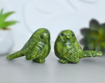 2.6&quot; Natural A Pair Green Jade Bird,Hand Carved,Reiki Healing,Green Jade Skull,Crystal Decor,Crystal Gift,Bird Statue,Crystal Ornament,