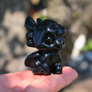 2 Inches Natural Obsidian Dragon,Hand Carved,Reiki Healing,Obsidian Dragon Skull,Crystal Decor,Crystal Gift,Dragon Statue