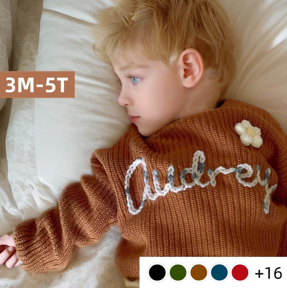 Name Jumper Baby Custom Baby Name Sweater,Personalized Knit Baby Sweater With Name,Hand Embroidered Toddler Sweater,Baby Shower Gift. Custom Name Sweater Men Women Realtorgift