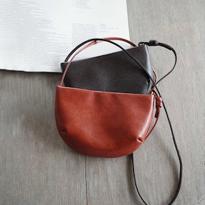Natural Tanned Leather Sling Bag, Small Leather Tote Bag, Cute Leather Shoulder Bag, Minimal Leather Bag, Small Top Handle Bag
