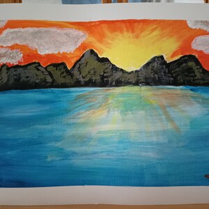 Acrylgemälde Sonnenuntergang am Meer Bild 2