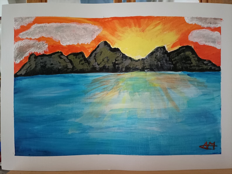 Acrylschilderij Zonsondergang aan zee afbeelding 2
