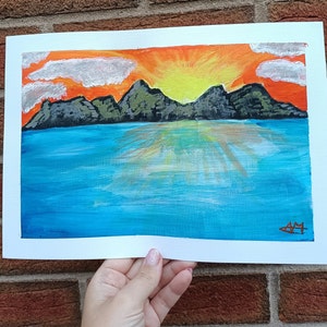 Acrylgemälde Sonnenuntergang am Meer Bild 3