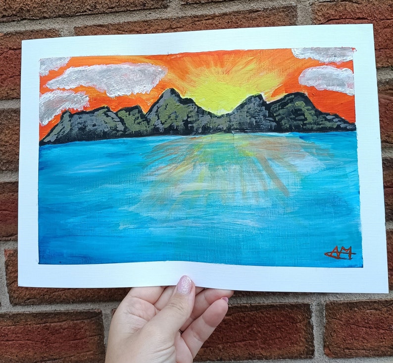 Acrylgemälde Sonnenuntergang am Meer Bild 3